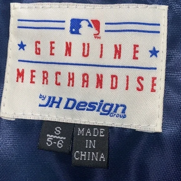 Yankee White & Blue Bomber Jacket MLB by JH Design Size S (5-6) Kids - Picture 8 of 15